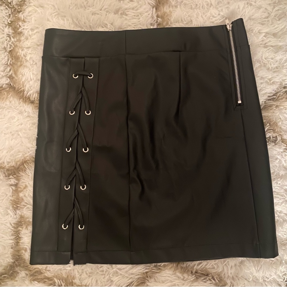 Faux Black Leather Mini Skirt